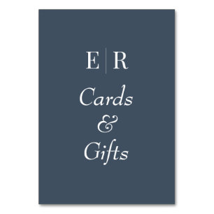 Cards & Gifts Slate Blue Monogram Table Sign