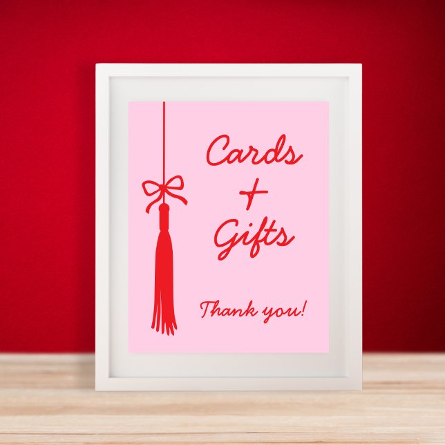 Cards & Gifts Tassel Bow Pink Red Graduation Sign (Cards & Gifts Tassel Bow Pink Red Graduation Sign)