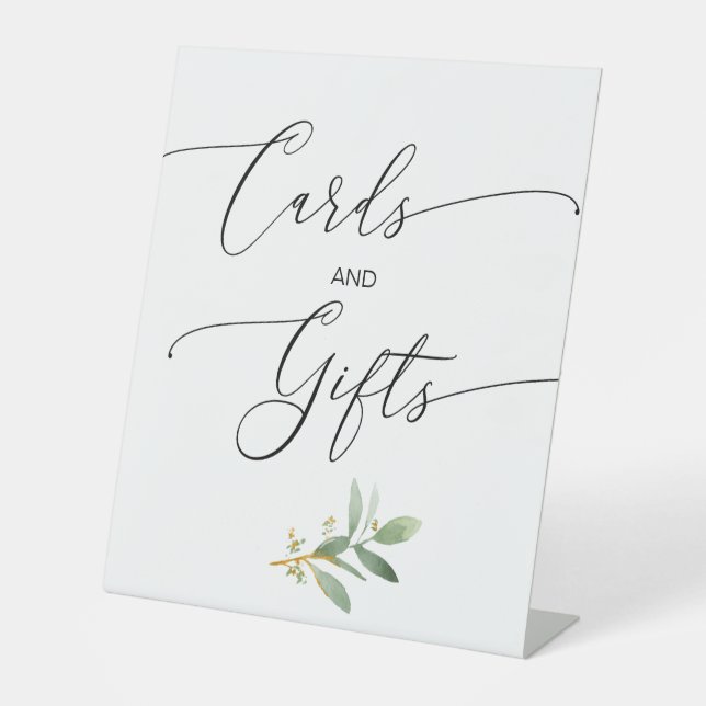 Cards & Gifts Watercolor Leaf Pedestal Sign (Front)