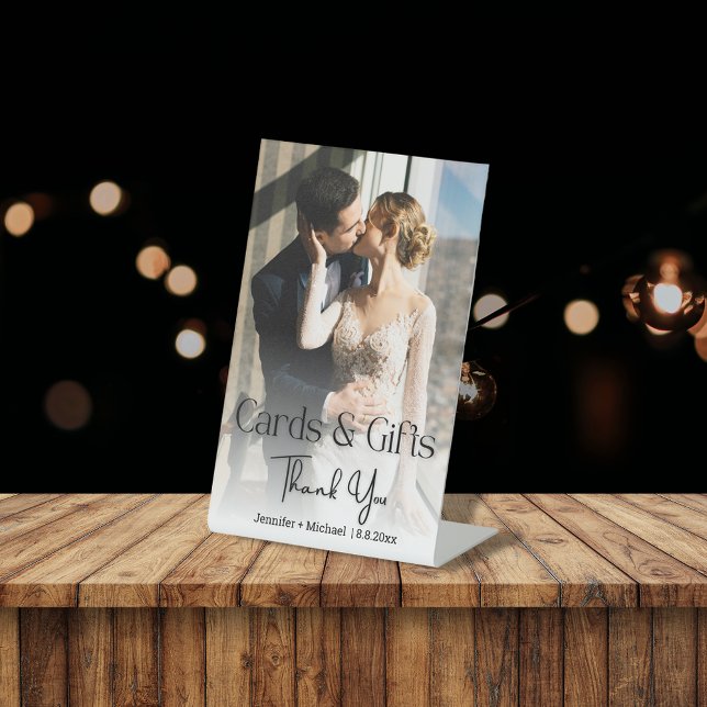 cards& gifts wedding photo thank you  pedestal sign (Creator Uploaded)