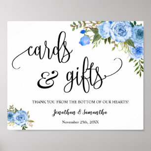 Cards & Gifts wedding reception boho blue sign