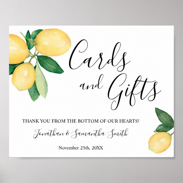 Cards & Gifts Wedding Shower Reception Lemons Poster (Front)
