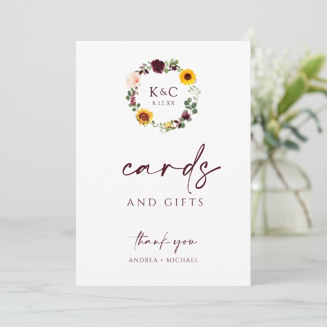 Cards & Gifts Wedding Shower Sign Sunflowers 5x7 (Standing Front)