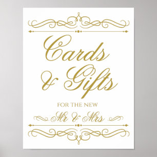Cards & Gifts Wedding Sign Gold Swirl Calligraphy