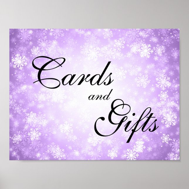 Cards & Gifts Wedding Sign Winter Wonderland Purpl (Front)