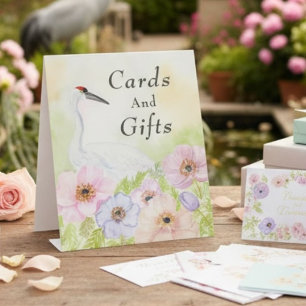 Cards & Gifts Whooping Crane Anemones Pedestal Sign