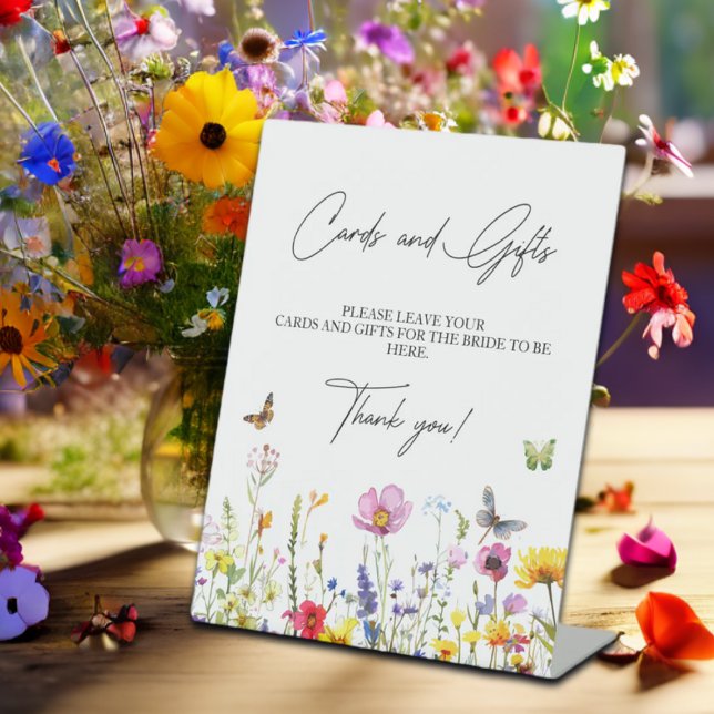 Cards & Gifts Wildflower Butterflies Bridal Shower Pedestal Sign (Creator Uploaded)