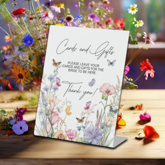 Cards & Gifts Wildflower Butterflies Bridal Shower Pedestal Sign (Creator Uploaded)