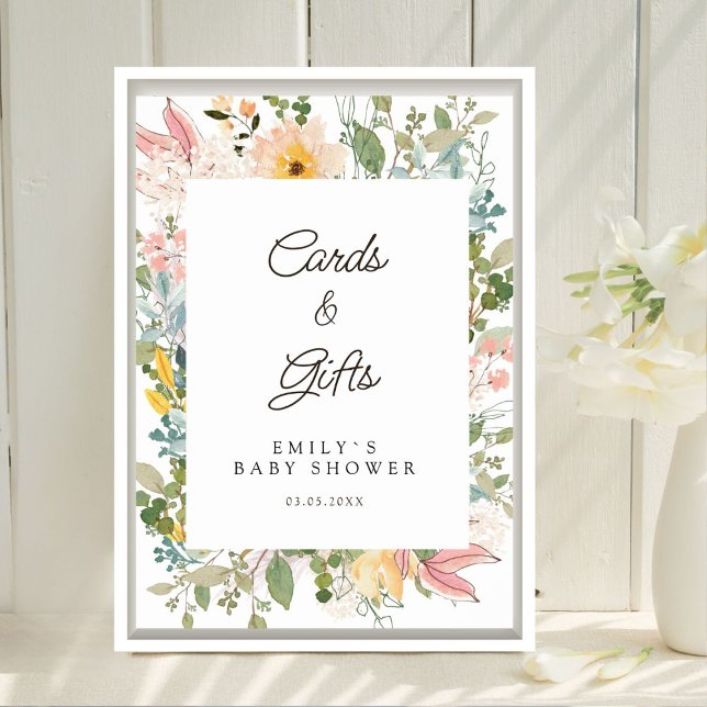 Cards &Gifts! Wildflower Garden Charm Poster (Cards & Gifts! Wildflower Garden Charm Custom Baby Shower Poster. Prints & Instant Download.)