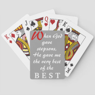 Cards-God Gave Stepsons - Red Blue Grey Bkgrnd Playing Cards
