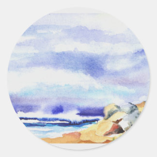 cards,magnet,note pads,stationery,seascapes classic round sticker