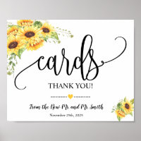 Cards sign shower wedding reception sunflowers