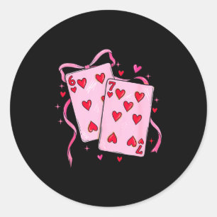 Cards Valentine Meme 6 Coquette Bow Funny Gift Tee Classic Round Sticker