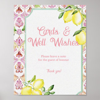 Cards & Well Wishes Sign Pink Yellow Lemon Shower