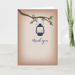 Cardstock Inspired Blue Camping Lantern Thank You Card