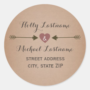 Cardstock Inspired Heart With Arrows Address Classic Round Sticker