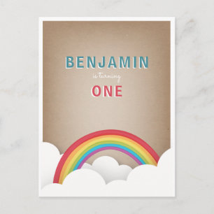 Cardstock Inspired Rainbow Clouds Birthday Invitation Postcard