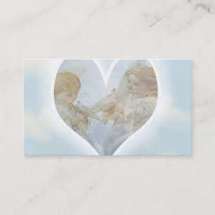 Care and Concern Cherubs with Doves in the clouds. Business Card