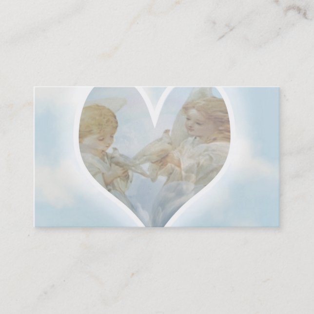 Care and Concern Cherubs with Doves in the clouds. Business Card (Front)