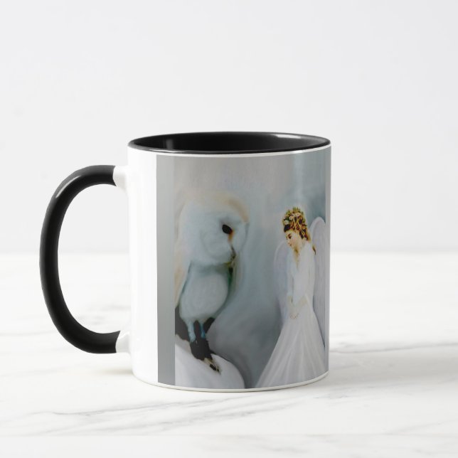 Care Guardian Angel and White Owl Mug (Left)