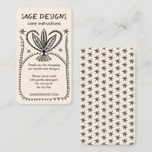 CARE INSTRUCTIONS Boho Whimsical Line Art Business Card