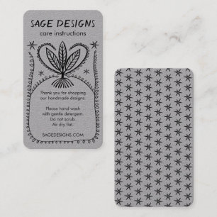 CARE INSTRUCTIONS Boho Whimsical Line Art Luxe Business Card