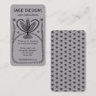 CARE INSTRUCTIONS Boho Whimsical Line Art Luxe  Business Card