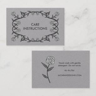 CARE INSTRUCTIONS Chic Elegant Rose Frame Floral Business Card