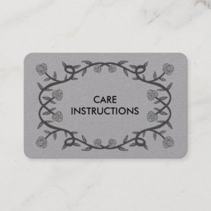 CARE INSTRUCTIONS Chic Elegant Rose Frame Luxe Business Card