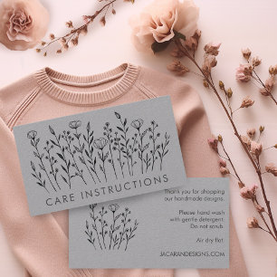 CARE INSTRUCTIONS Chic Elegant Wildflower Luxe  Business Card