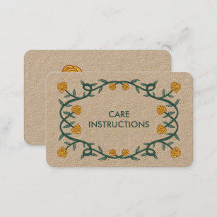 CARE INSTRUCTIONS Chic Rustic Rose Frame Floral Business Card