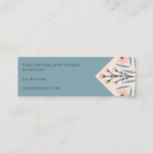 Care INSTRUCTIONS Elegant Floral Tiles Pink Mini Business Card