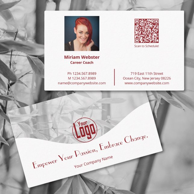 Career Coach Company Employee Business Card (Career Coach Company Employee Business Card with Photo, QR code, Logo)