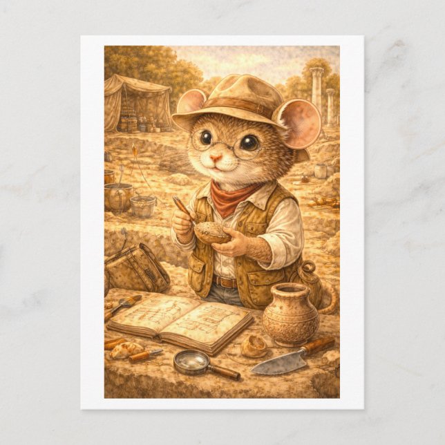 Career Mouse as Archaeologist Postcard (Front)
