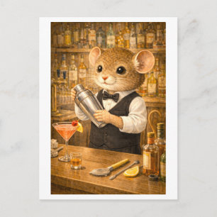 Career Mouse as Bartender Postcard