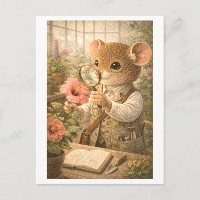 Career Mouse as Botanist Postcard (Front)