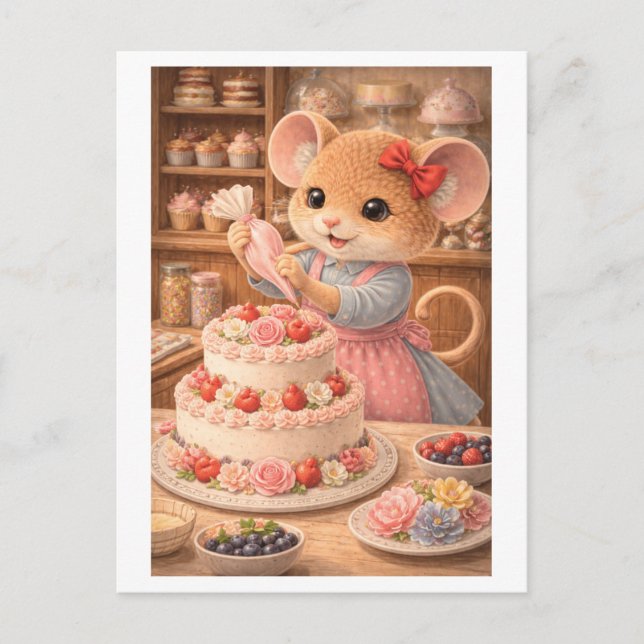 Career Mouse as Cake Decorator Postcard (Front)