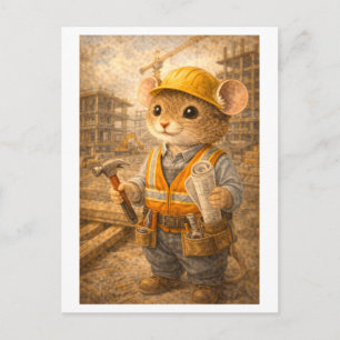 Career Mouse as Construction Worker Postcard