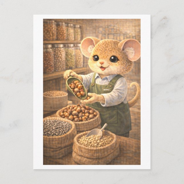 Career Mouse as Grocery Store Clerk Postcard (Front)