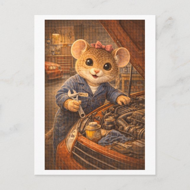 Career Mouse as Mechanic Postcard (Front)