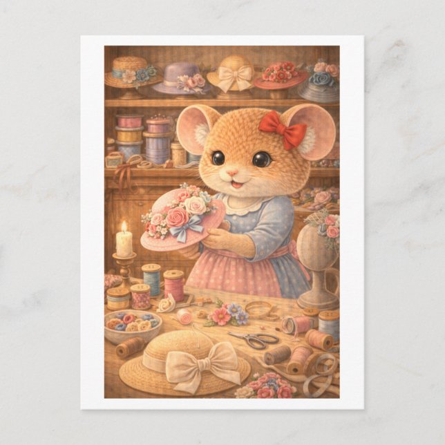 Career Mouse as Milliner / Hat Maker Postcard (Front)