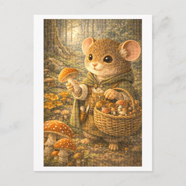 Career Mouse as Mushroom Forager Postcard (Front)