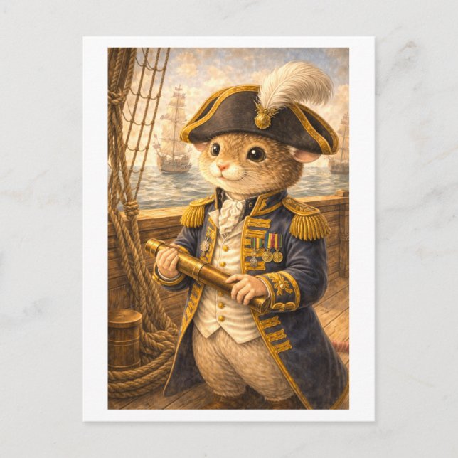 Career Mouse as Naval Admiral Postcard (Front)