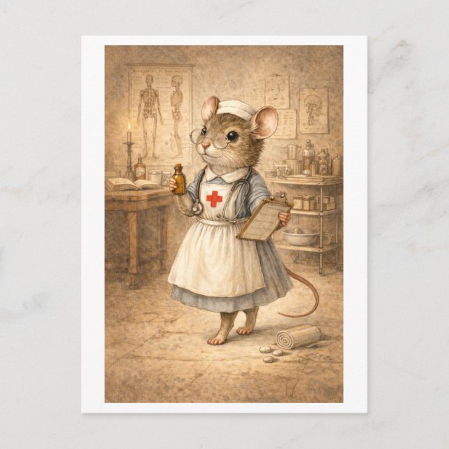 Career Mouse as Nurse Postcard (Front)