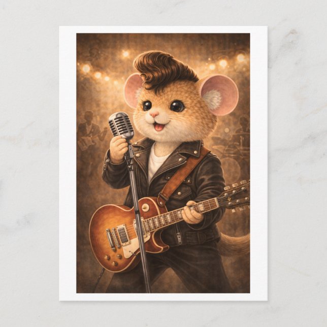 Career Mouse as Rock and Roll Singer Postcard (Front)