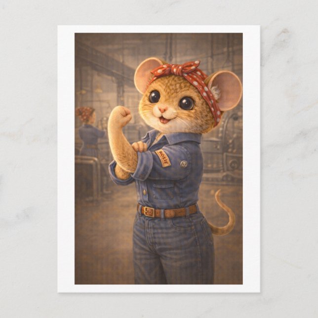 Career Mouse as Rosie the Riveter Postcard (Front)