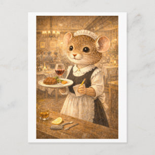 Career Mouse as Waitress Postcard
