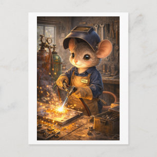 Career Mouse as Welder Postcard