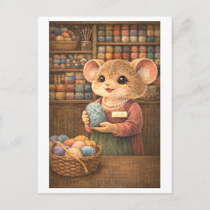 Career Mouse at Yarn Shop Postcard
