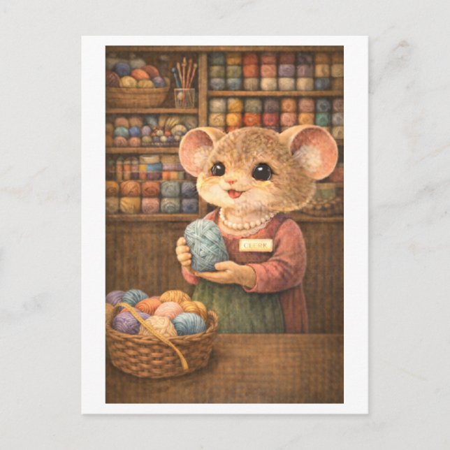 Career Mouse at Yarn Shop Postcard (Front)